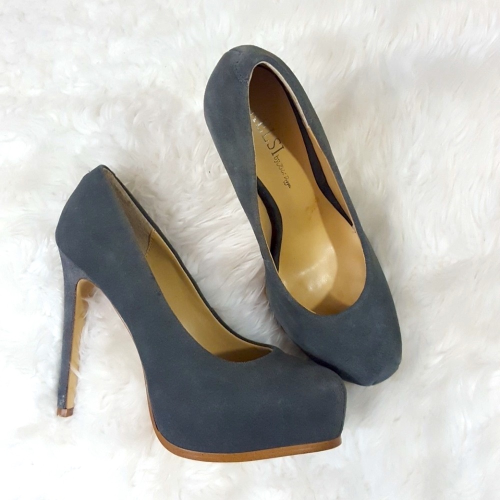 KELSI by Kelsi Dagger gray suade platform heels